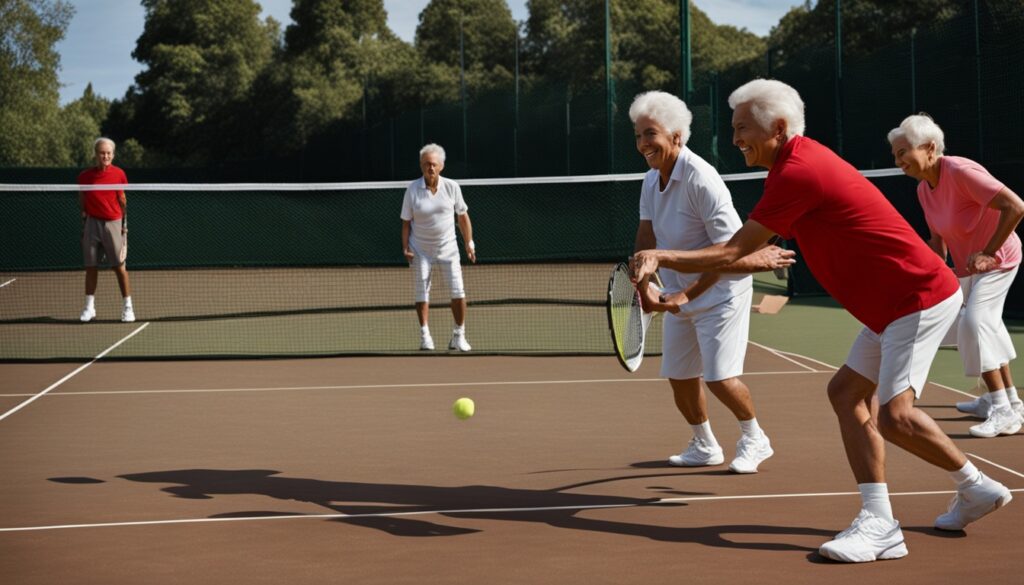 Senioren Tennis Aufwärmung