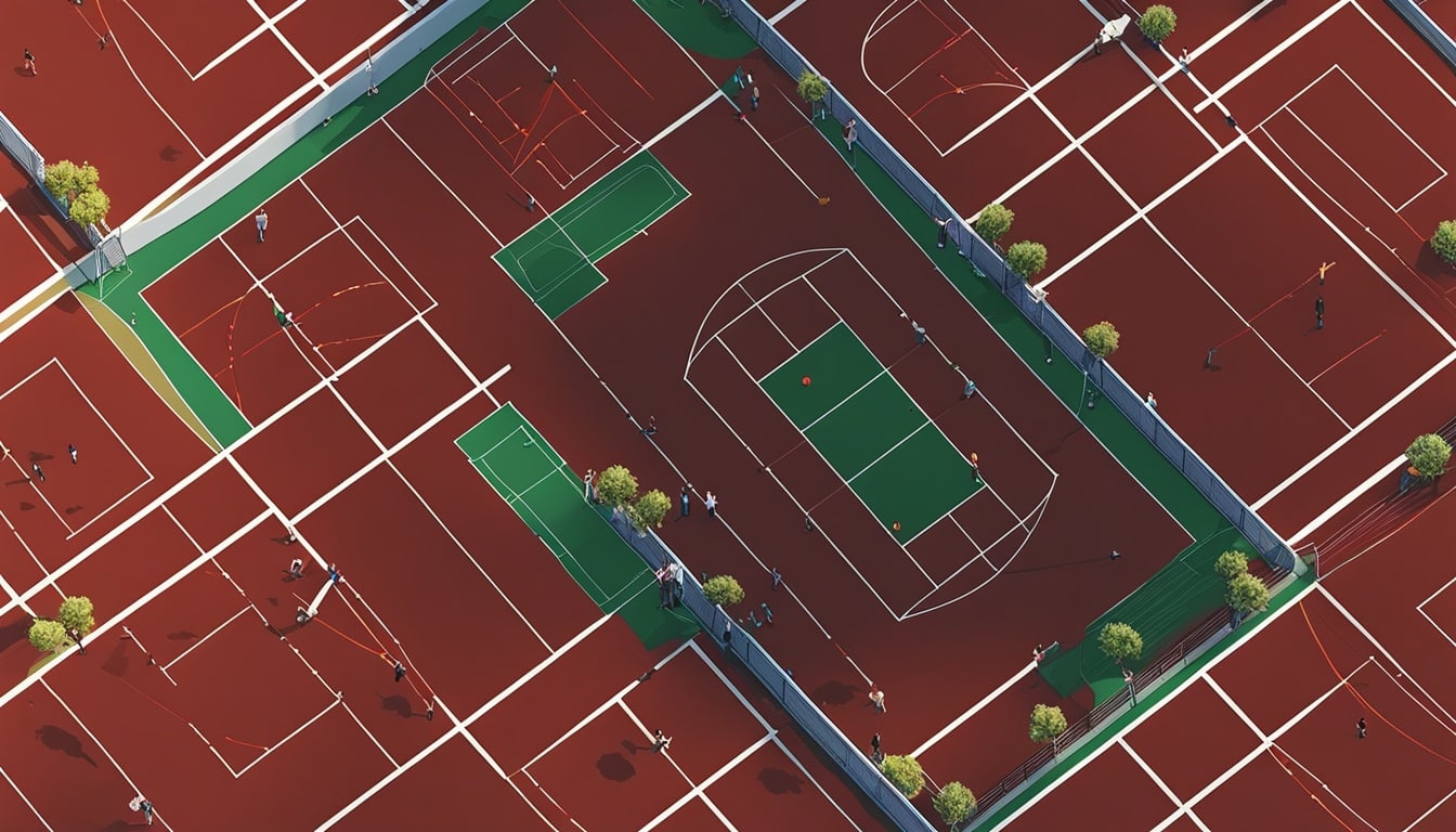 Verständnis des Tennisplatzes: Linien und Bereiche